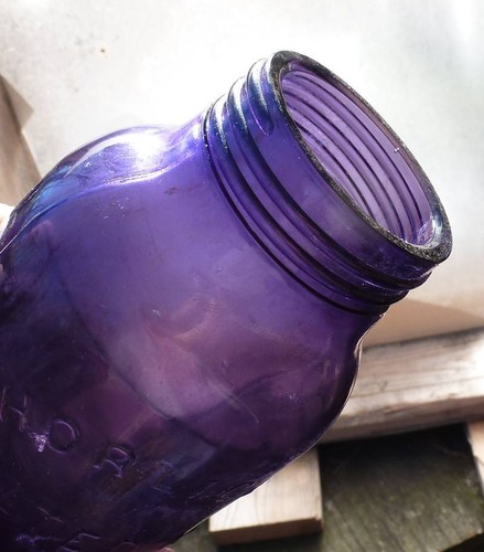 SUNROOM DECORATOR BOTTLE-Large Horlick's Malted Milk Jar-Dark Amethyst-1910s