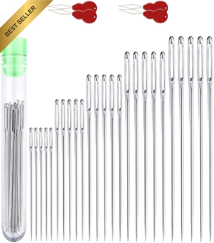 Premium Large Eye Hand Sewing Needles Set – Assorted Sizes for Embroidery, Quilt