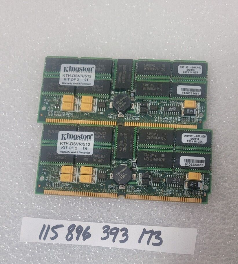 KTH-DSVR/512 Kingston 512MB Kit (2 X 256MB) EDO ECC Parity 60ns 72