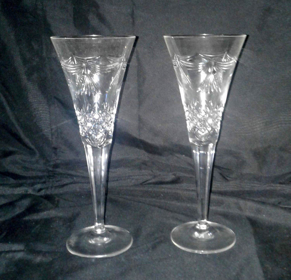 Waterford Crystal Pair of Millennium Peace Toasting Flutes Retired