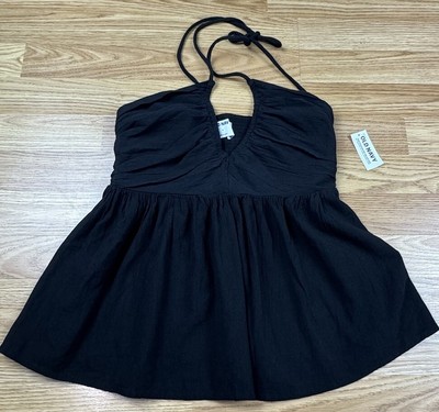 Old Navy Black Halter Top Sleeveless Women s Size Small Adjustable Stretch NEW