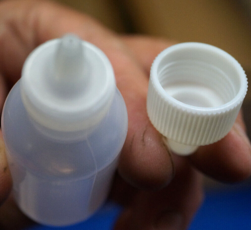 CASE of 12:  LDPE Squeezable Plastic Dropper Bottles 1-oz (30 mL) w/ White Cap
