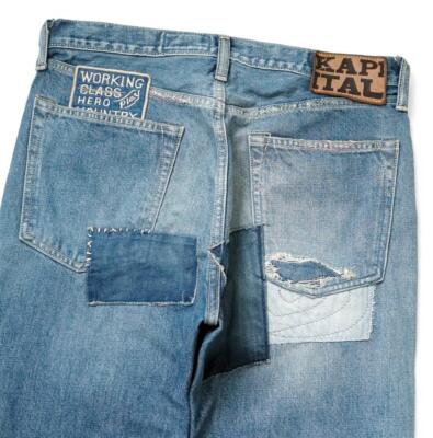 Pre-owned Kapital 14oz Denim 5p Pants Monkey Cisco Dixie Remake In Blue