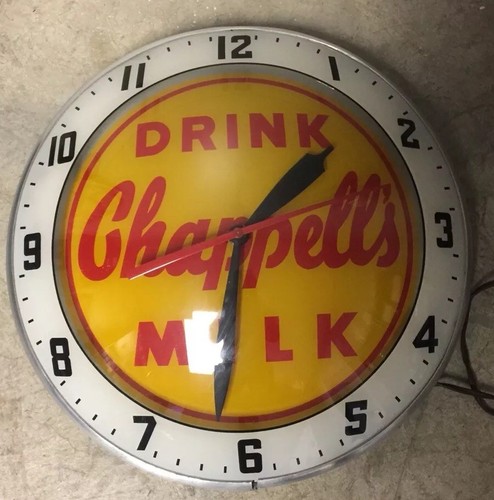 RARE VINTAGE ORIGINAL 1950's CHAPPELLS DAIRY DOUBLE BUBBLE CLOCK Great Condition