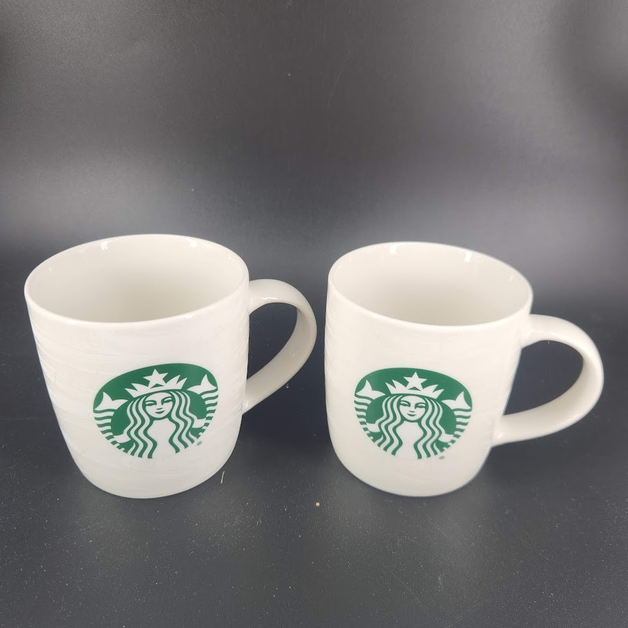 Lot of 2 Starbucks 2020 Coffee Mug Cup Classic White Green Mer...
