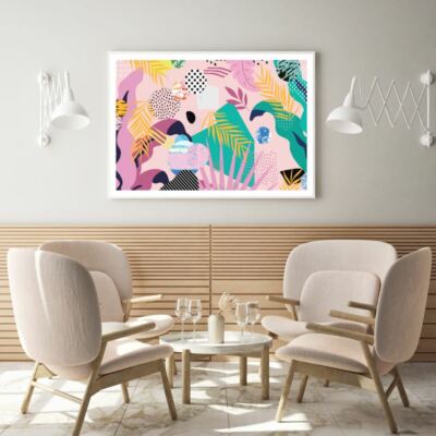 Leaves & Shapes Abstract Vector Print Premium Poster High Quality choose sizes