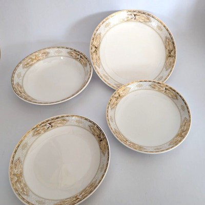 4 Haengnam New C'est bien Bone Bowls White Gold and Black Flying Cranes