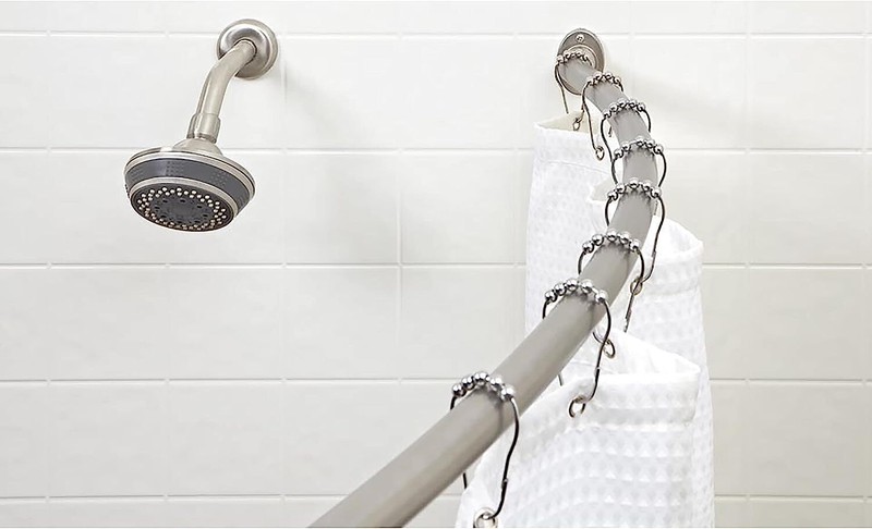 Bath Bliss Wall Mounted Adjustable Curved Bathroom Shower Curtain Rod, 42-72"