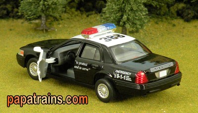 Die Cast Black Ford Crown Victoria Police Interceptor O Scale 1:42 By Kinsmart