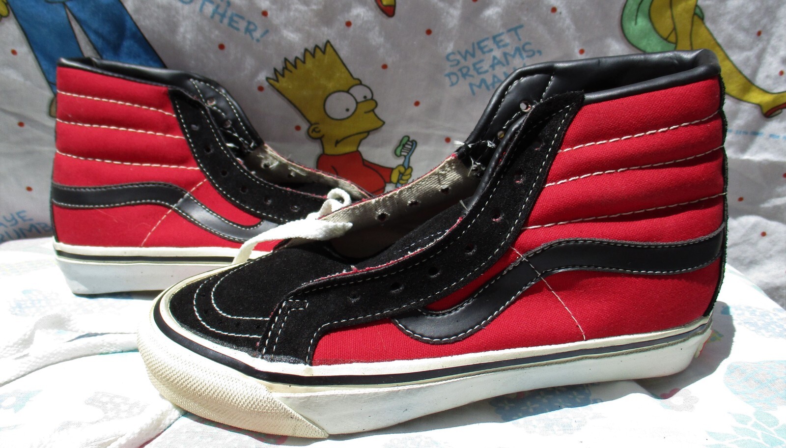 VTG 80s VANS Dead Stock Red Black SK-8 HI Shoes Men's 4.5 VTG 80s VANS Dead Stock Red Black SK-8 HI Shoes Men's 4.5