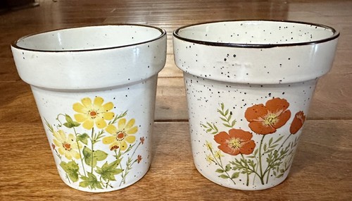Vintage Pair Stoneware Flower Pots 3.5”X3.5” Japan | eBay