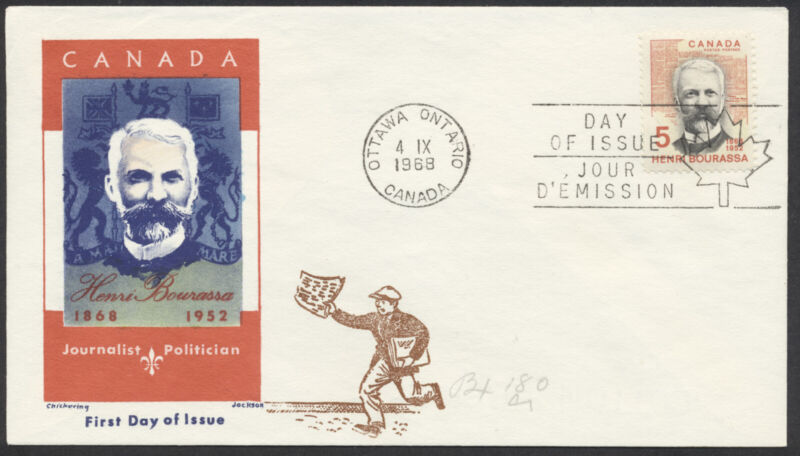 1968 #485 Henri Bourassa FDC Overseas Mailers Cachet Ottawa