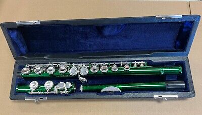 Final Sale NEW Paititi  Green/Silver C Foot Closed Hole Flute with Case(Blemish)