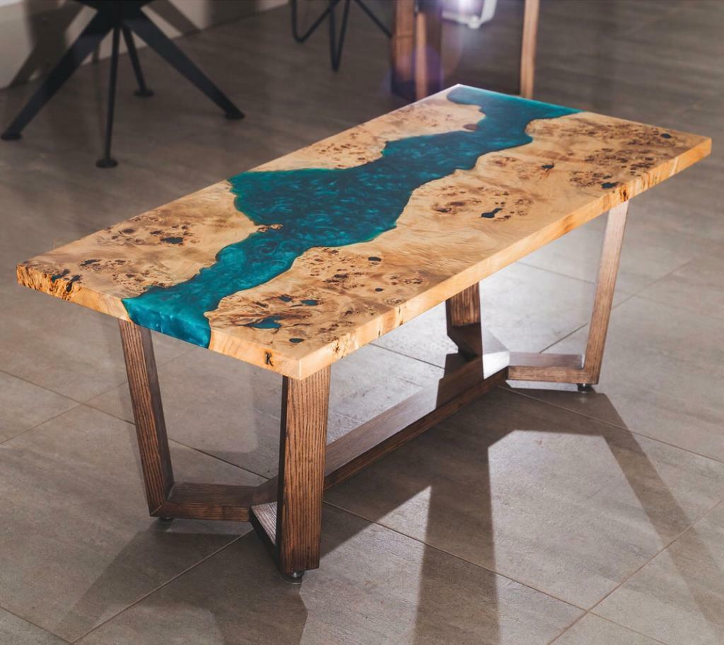 Coffee table live edge epoxy loft solid wood table in