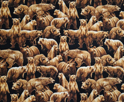 Bear Mountain Fabric Black & Brown Cotton 22 X 44 Inches