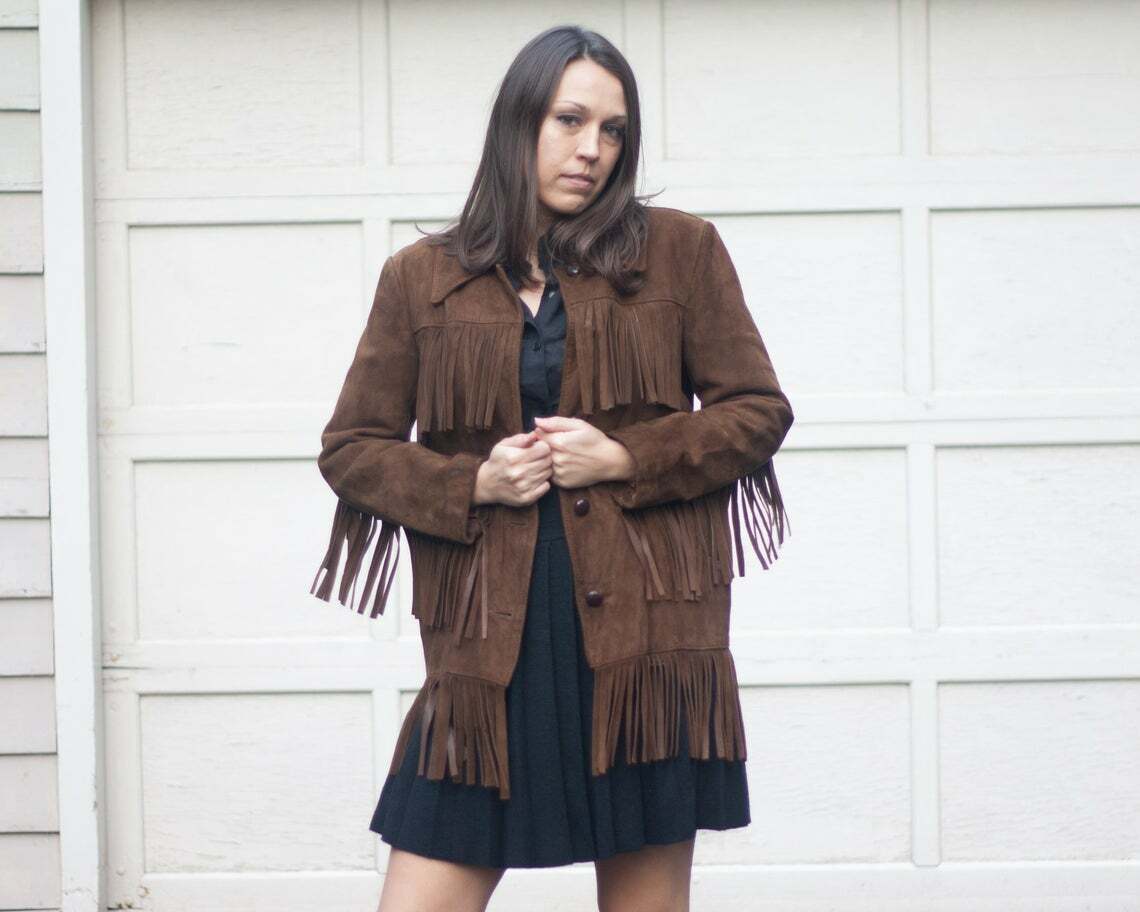 HENDRIX vintage 70s fringe suede Western Leather Jacket