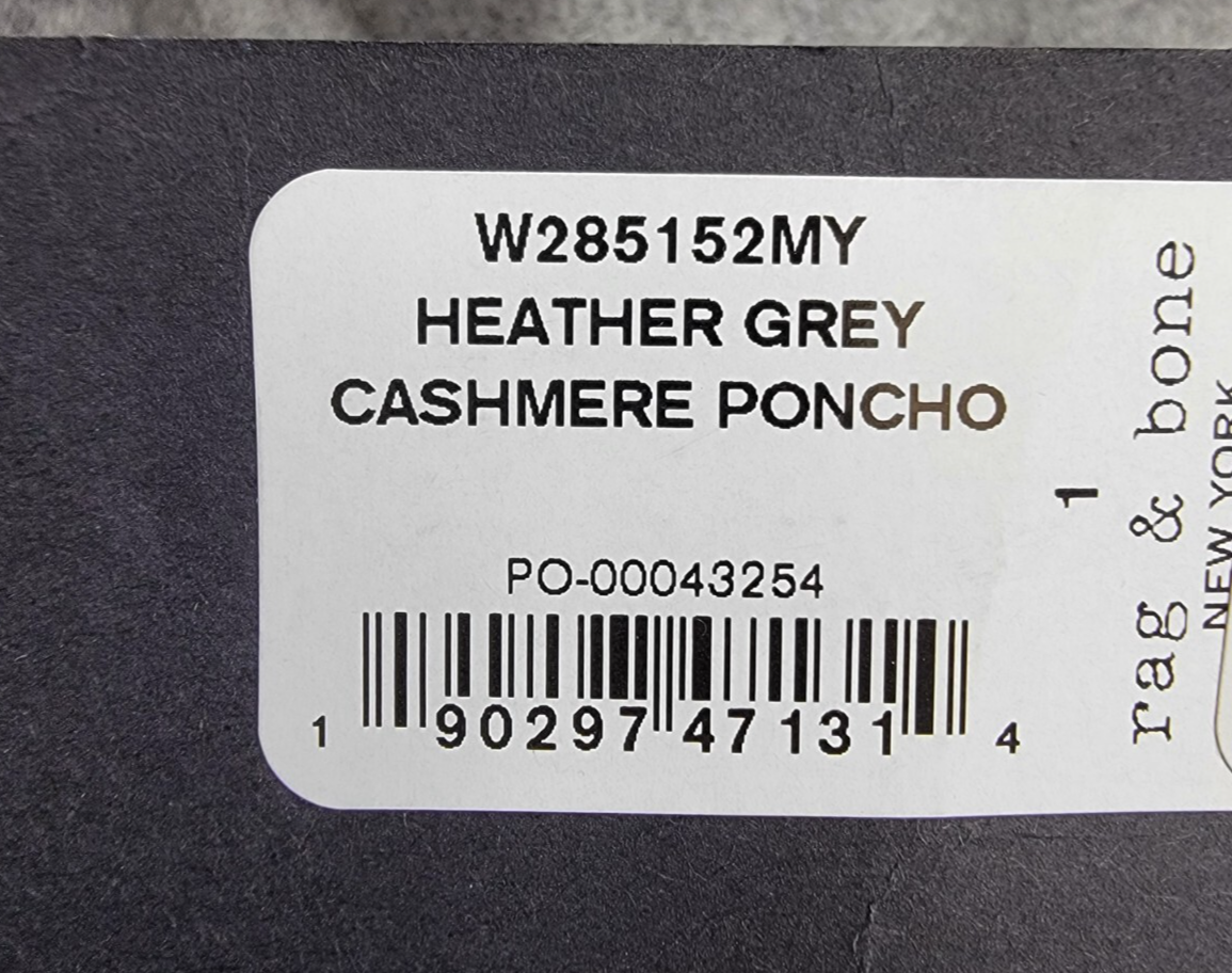 rag & bone Cashmere Poncho Women's One Size Heather Grey - Picture 14 of 14