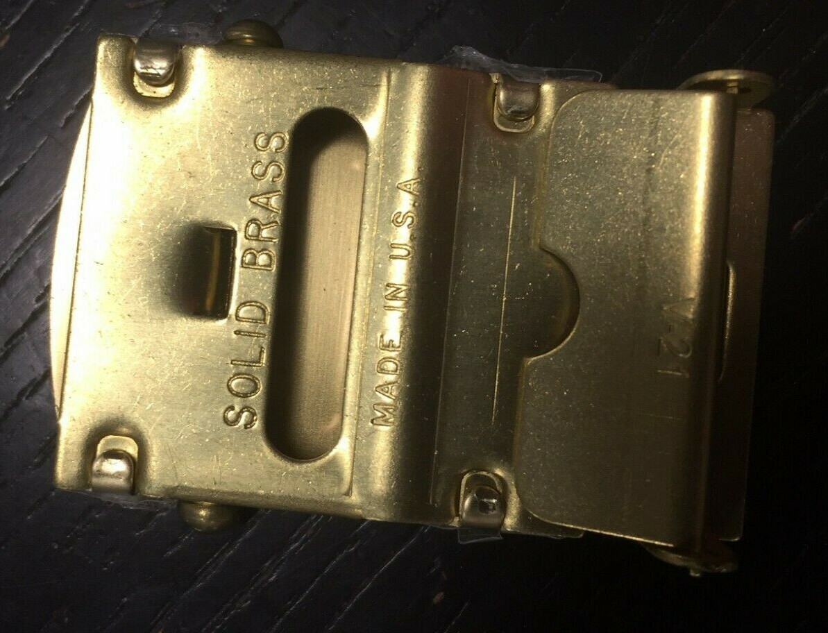 Solid Brass Military Web Belt Buckle 1.25