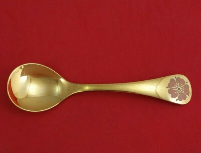 Georg Jensen Sterling Silver Annual Spoon Vermeil w/ Enamel Wild Rose 1976 6''