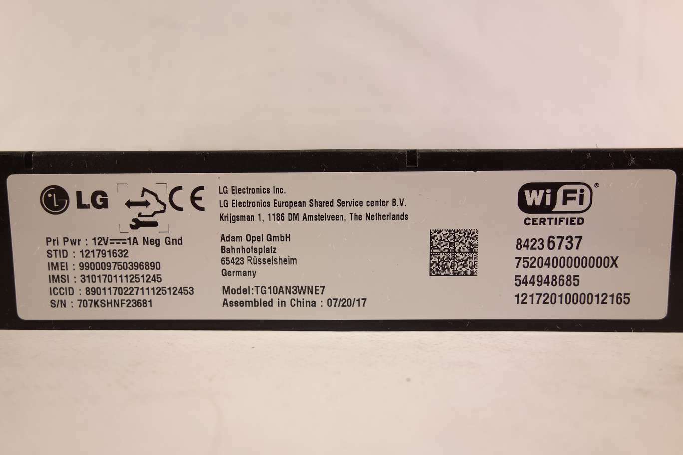 LG Opel 84236737 8423 6737 7520400000000X WiFi Control