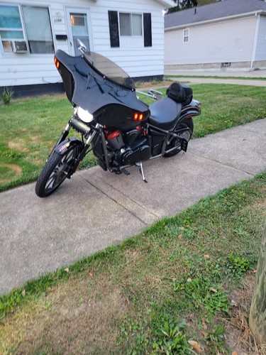 Batwing Fairing Windshield 6x9" Holes Kawasaki Vulcan 900 Custom ABS Amber Led