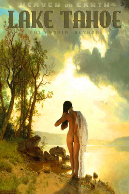Lake Tahoe Cal-Neva Retro Pinup Travel Poster Bathing Beauty Art Print 161