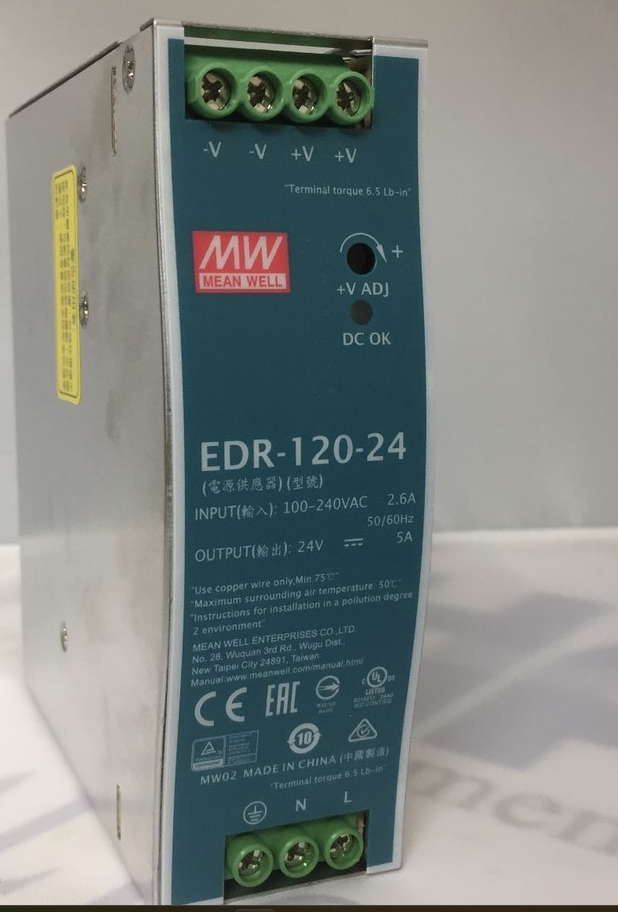 Mean Well EDR-120-24 AC-DC Industrial DIN Rail Power Supply - NEW - FREE SHIP