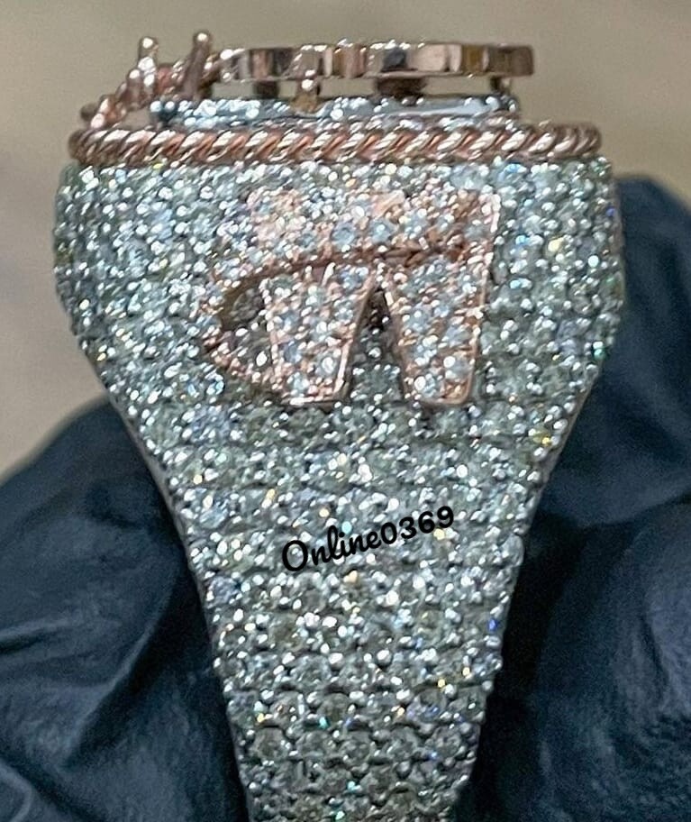 Pre-owned Online0369 2.52ct Cubic Zirconia Men's Bust Down Personalized Word Ring Silver Free Stud In White