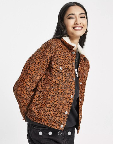 Levi's Original Sherpa Trucker Jacket in Leopard Print Size