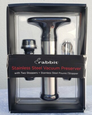 New Rabbit Wine Preserver with Two Wine Vacuum Stoppers Stainless Steel C23-11