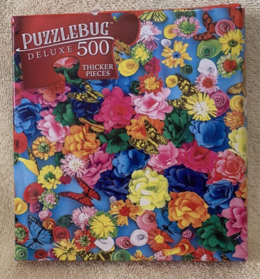 500 Pc 2022 Puzzlebug Deluxe BRIGHT COLORFUL PAPER FLOWERS Puzzle 20x12 Complete