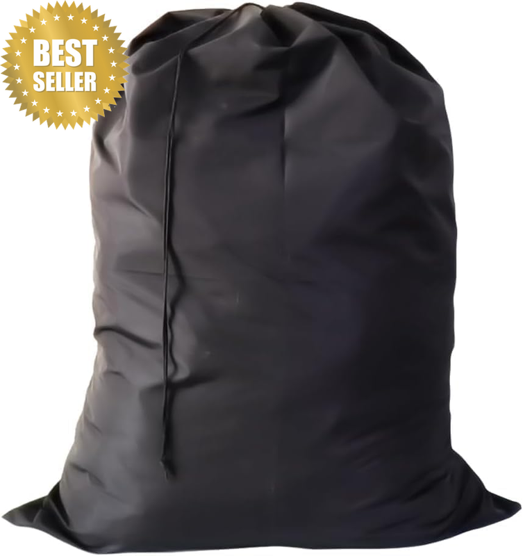 Extra Large Laundry Bag, 37 X 47 Inches，Heavy Duty Black Nylon, Drawstring Closu
