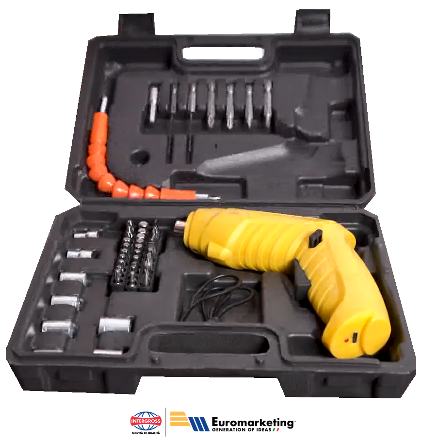 AVVITATORE RICARICABILE A BATTERIA CACCIAVITE AVVITA SVITA CON KIT 46 ACCESSORI
