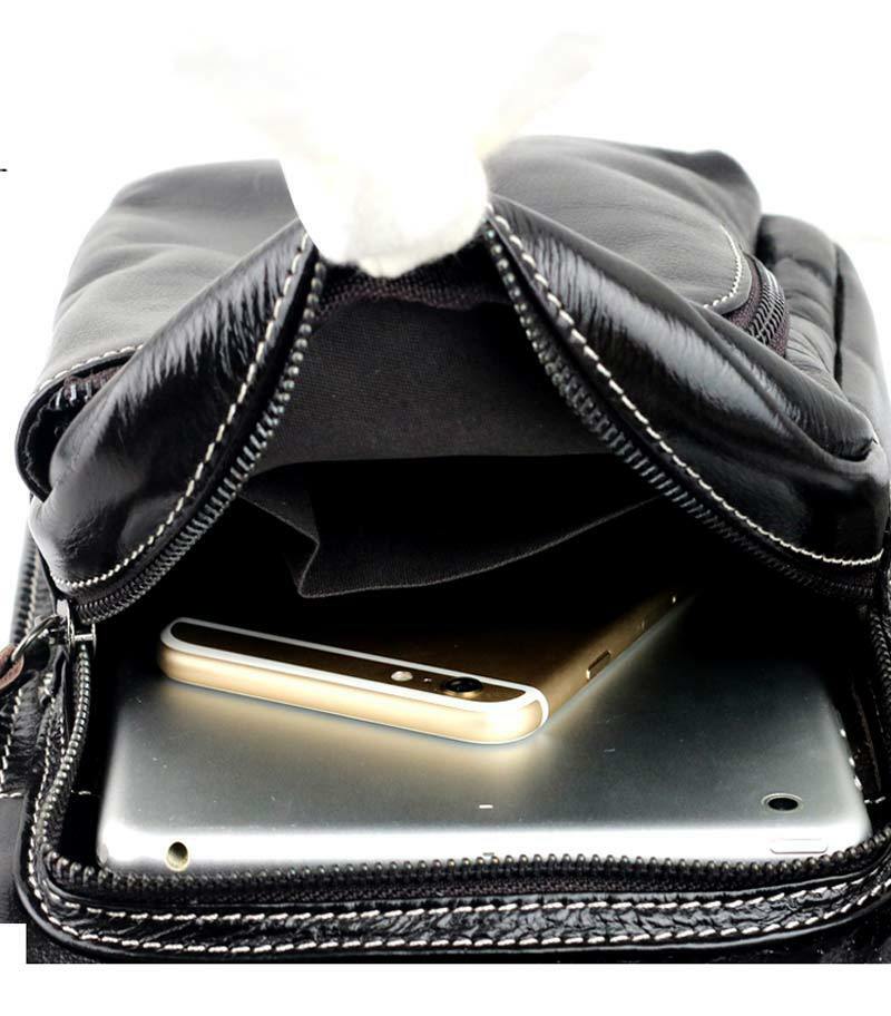 Retro men's genuine leather chest bag shoulder bag messenger