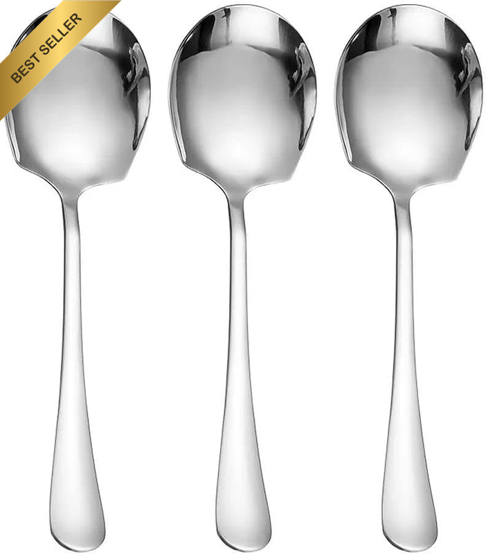 Serving Spoon Set Stainless Steel Large Soup Spoons with Long Handles 3 Pack for