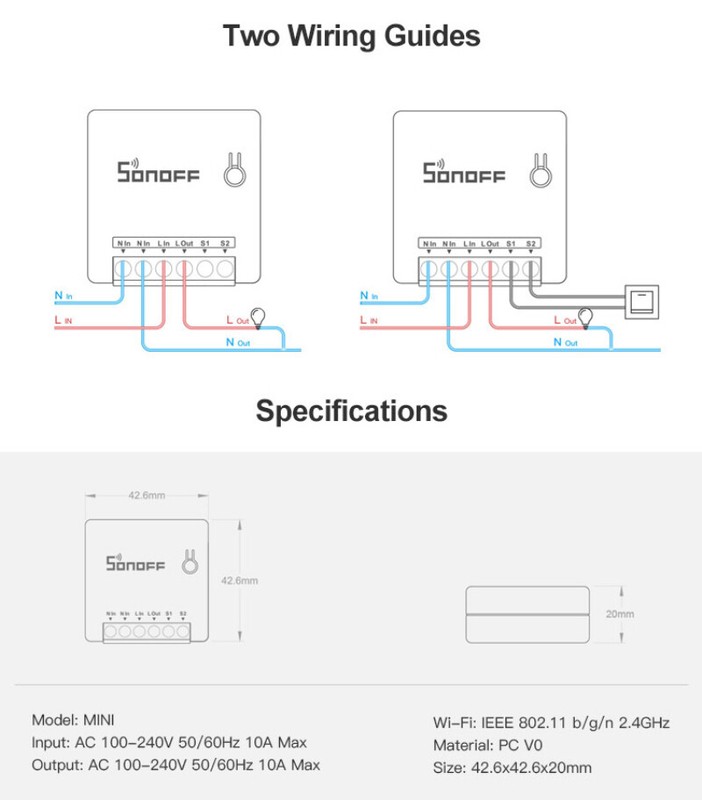 SONOFF MINI-Two Way DIY Smart Switch-APP Remote Control-for Alexa Google Home Q
