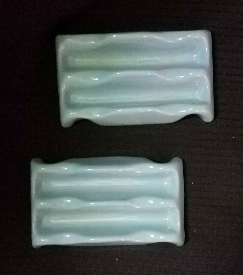 Pair of Frankoma 249 Robins Egg Blue Taco Holders