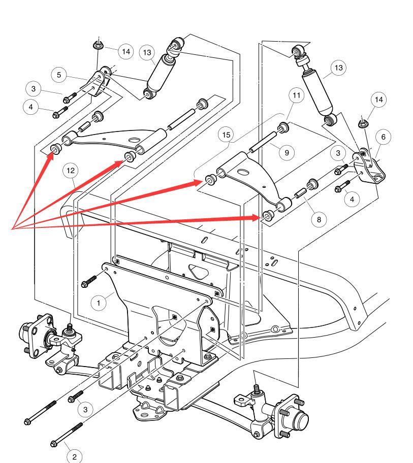 Club Car Precedent Bushing And Sleeves Kit For Front Upper AArm