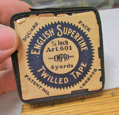 vintage English Superfine Twilled Tape box, some still left, Square pack 1862335