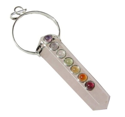 Crystal Double Pointed 7 Chakra Pendant, Necklace, Locket, Wand Healing Dowsing.