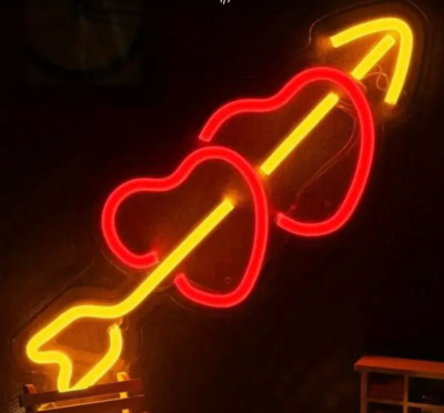 Heart Neon LED Sign  Cupid Arrow  USB Dimmable