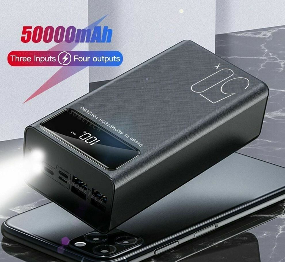50000mah Powerbank Quick Charge Led Display Spare Mobile Phone External Battery