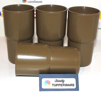 Tupperware Tumbler Cups Set of 4 Tabletop 12 oz. G Essentials Mocha Latte Brown