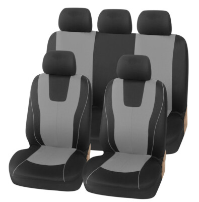 9Pcs Gray Full Set Auto Seat Covers Protector Universal Fit For Car Truck SUV