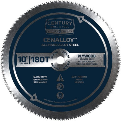 Century Drill & Tool 08216 Cenalloy Plywood Circular Saw Blade 10'' by 180T