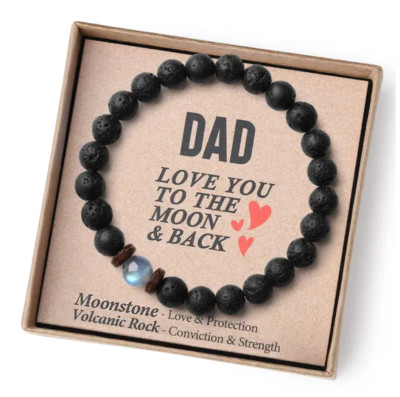 Kirykle Volcanic Stone Bracelet To My Son Stretch Rope Father Day Dad Gift Brace