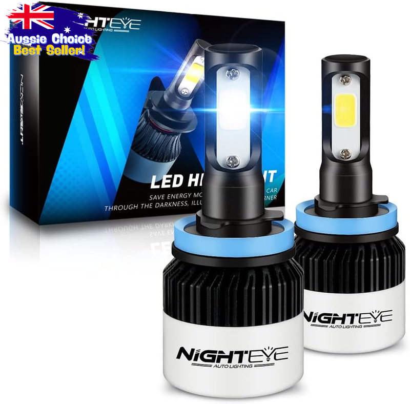 H11 LED Headlight Bulbs 9000LM 72W 6500K Cool White IP68 Waterproof Kit