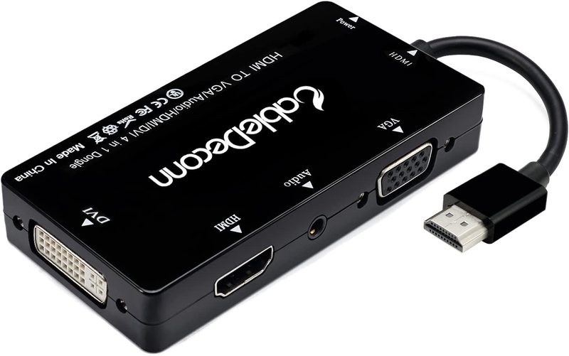 Multiport 4-In-1 HDMI to HDMI/DVI/VGA Adapter Cable with Audio Output Converter