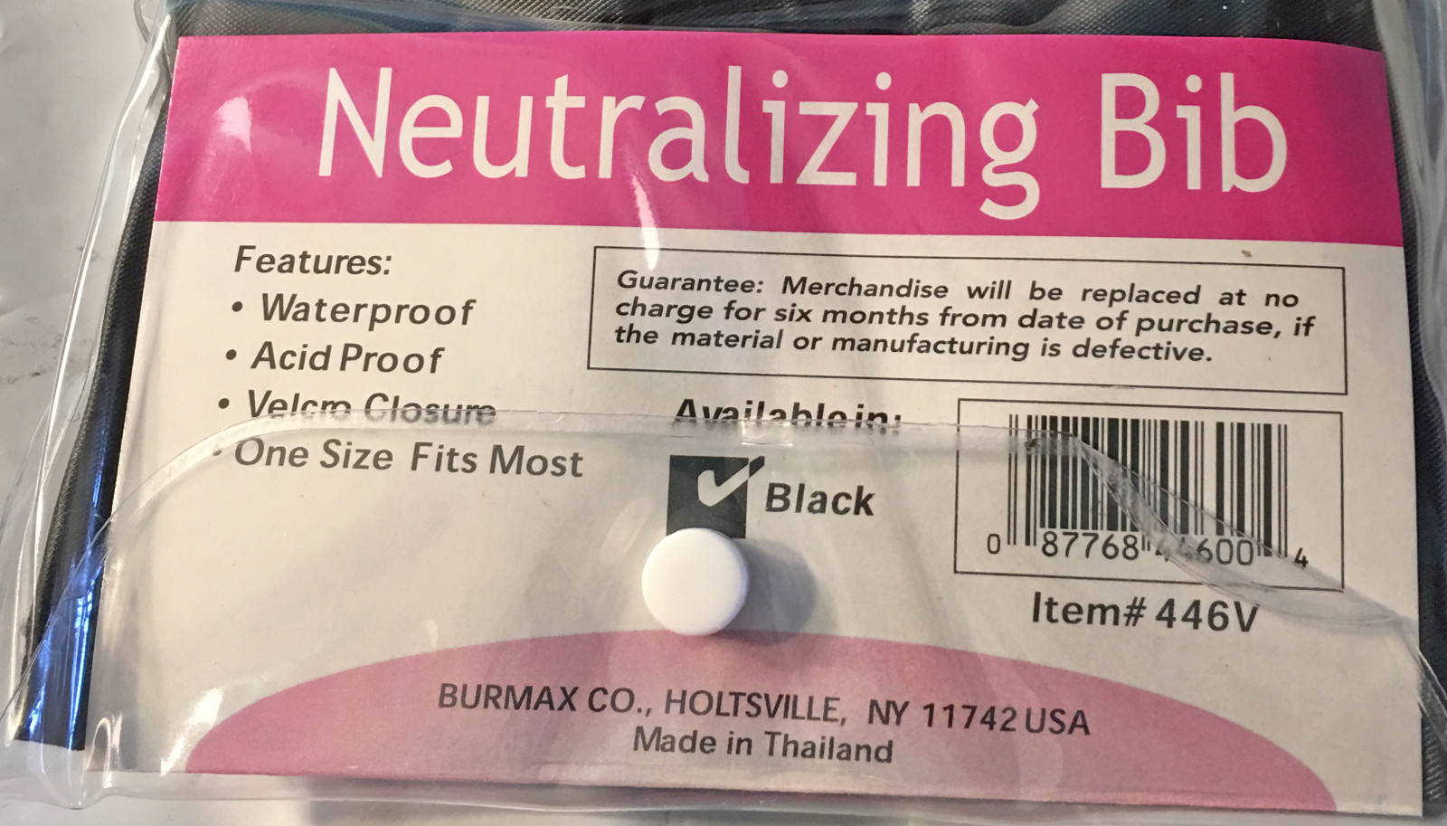 Neutralizing Bib Burmax Scalpmaster Black Vinyl with Closure One size #446V