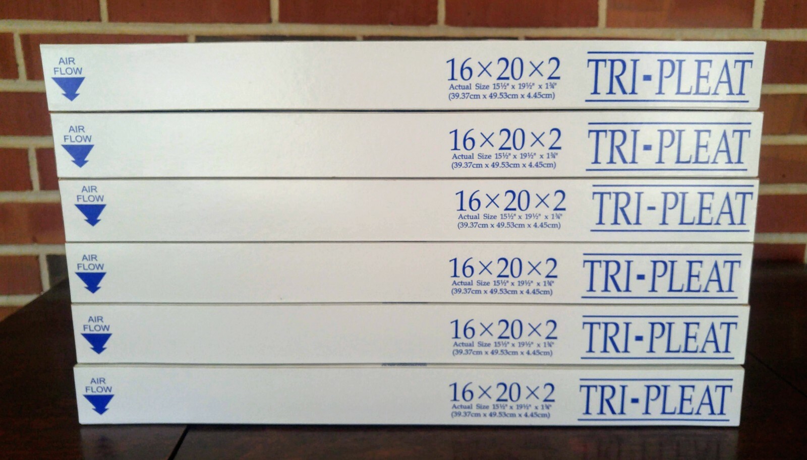 6 Pack Tri Dim Merv 8 16x20x2 Inch Tri-Pleat Air Filters